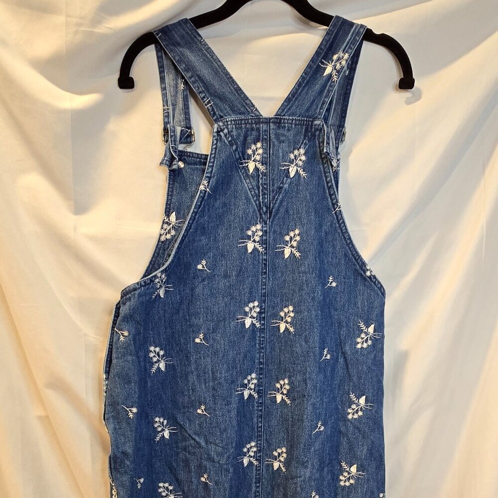 Vintage Gotcha Covered Overall Dress Embroidered Flowers Size 10 Blue - Picture 7 of 11